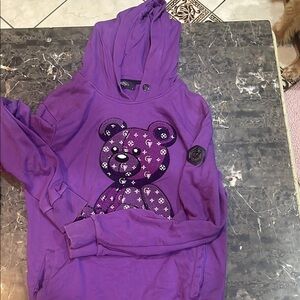 Purple Kids Hoodie with Bear Design